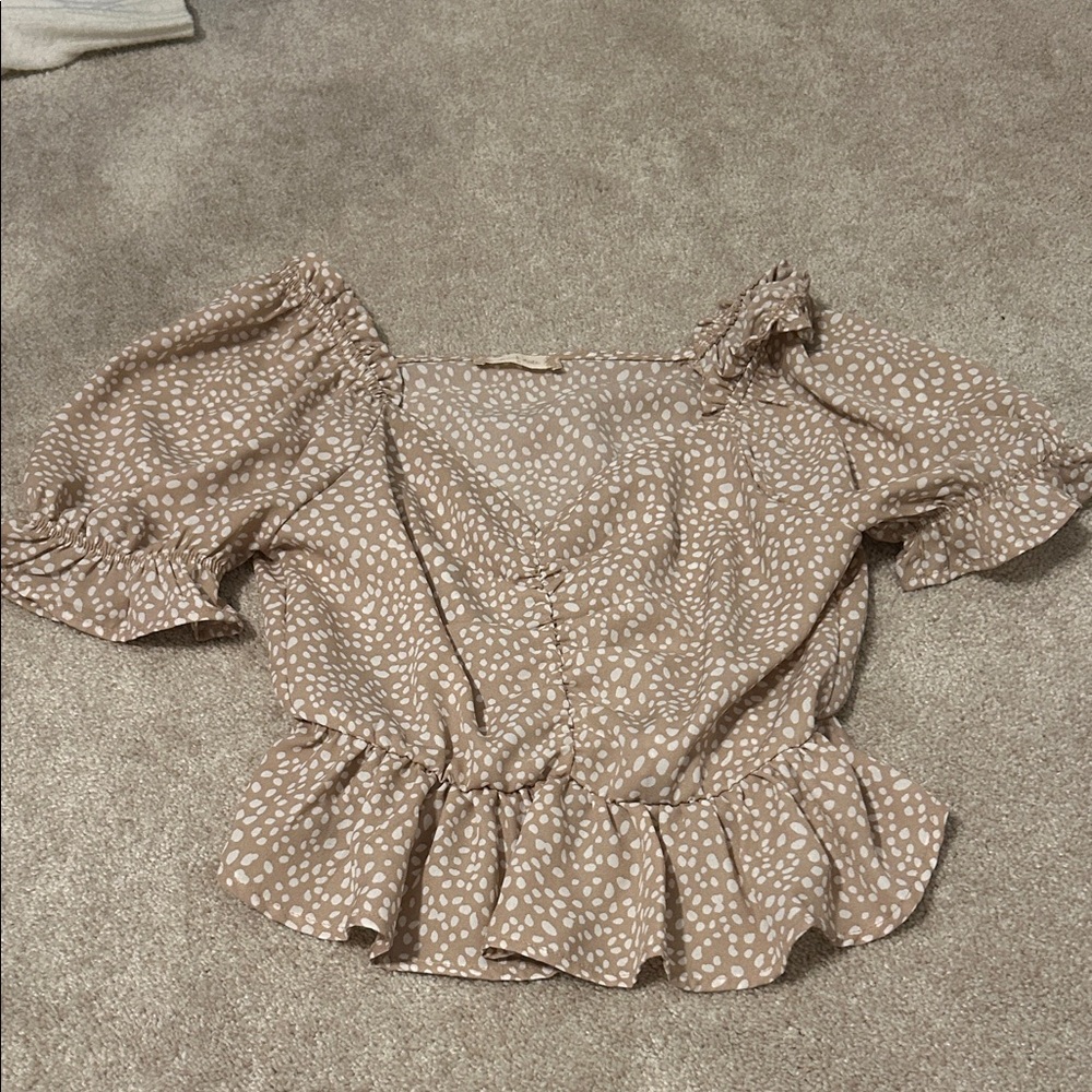 Altar'd State Beige Patterned Blouse